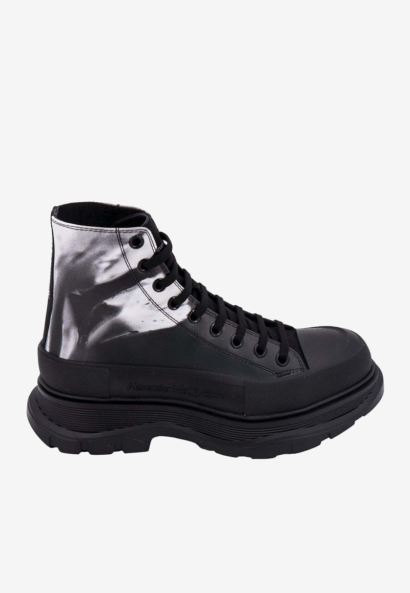 Alexander McQueen Tread Slick Solarised Flower Ankle Boots Black 750376WIATP_1070