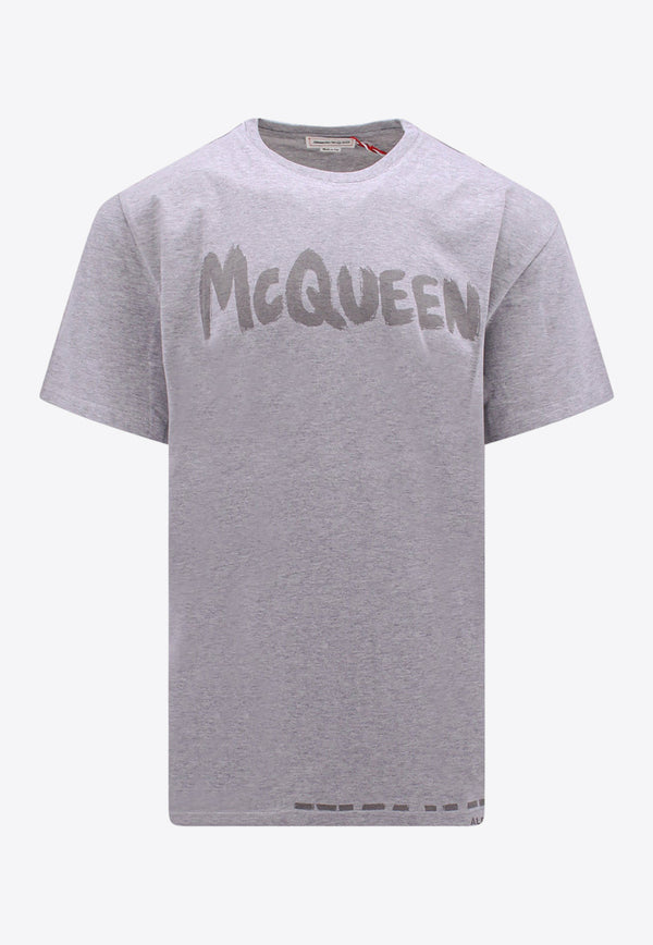 Alexander McQueen Graffiti Logo Crewneck T-shirt

 Gray 622104QVZ57_0922