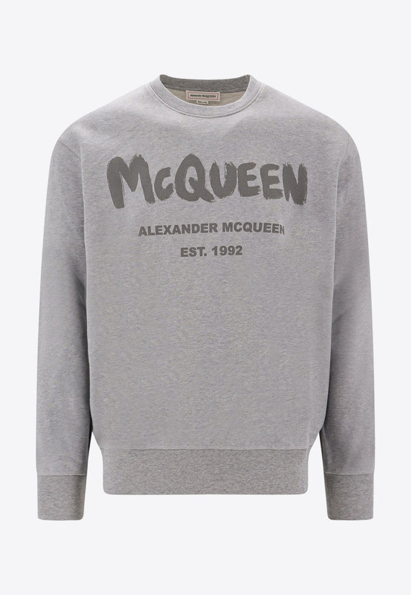 Alexander McQueen Graffiti Logo Print Sweatshirt

 Gray 688713QVZ81_0922