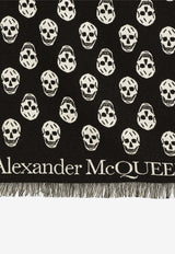 Alexander McQueen Skull Print Fringed Wool Scarf Black 6244254226Q_1078