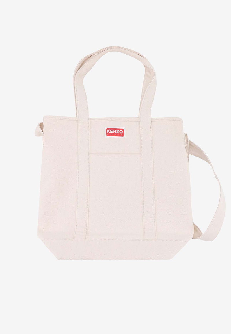 Kenzo Logo Target Canvas Tote Bag Beige FD65SA901F35_03