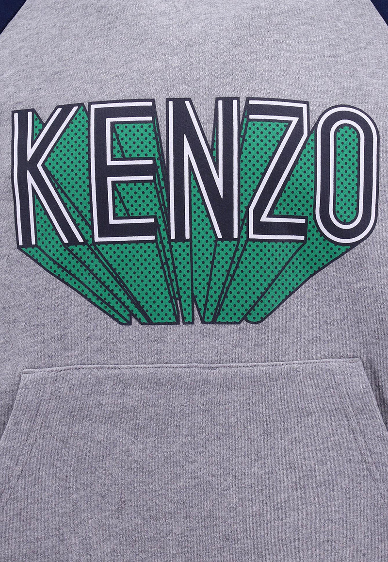 Kenzo Logo Print Hooded Sweatshirt Gray FD65SW0924MB_94