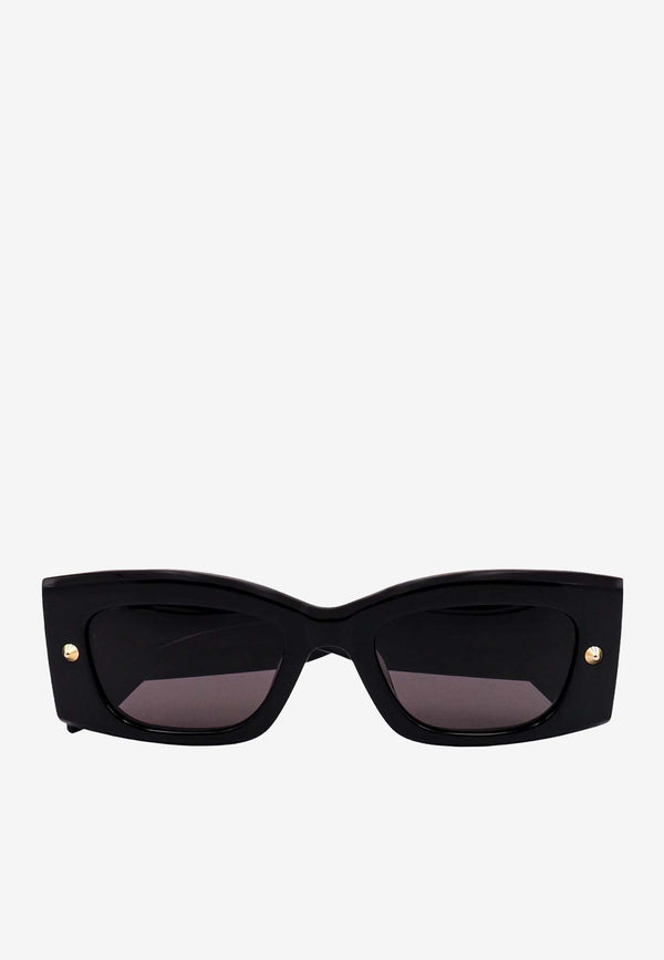 Alexander McQueen Spike Studs Rectangular Sunglasses Gray 760621J0749_1056