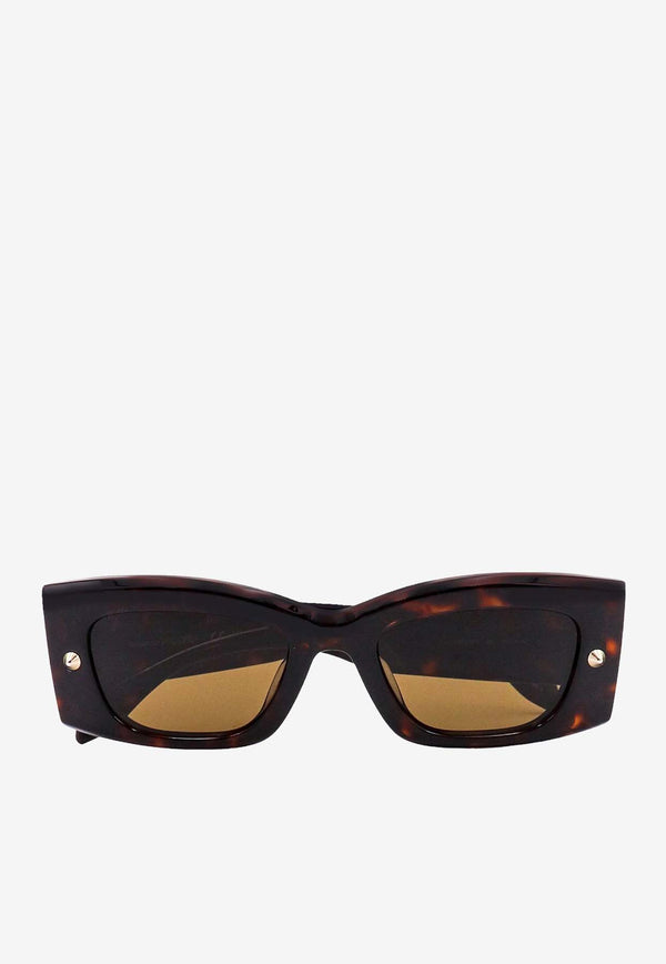 Alexander McQueen Spike Studs Rectangular Sunglasses Brown 760621J0749_2305