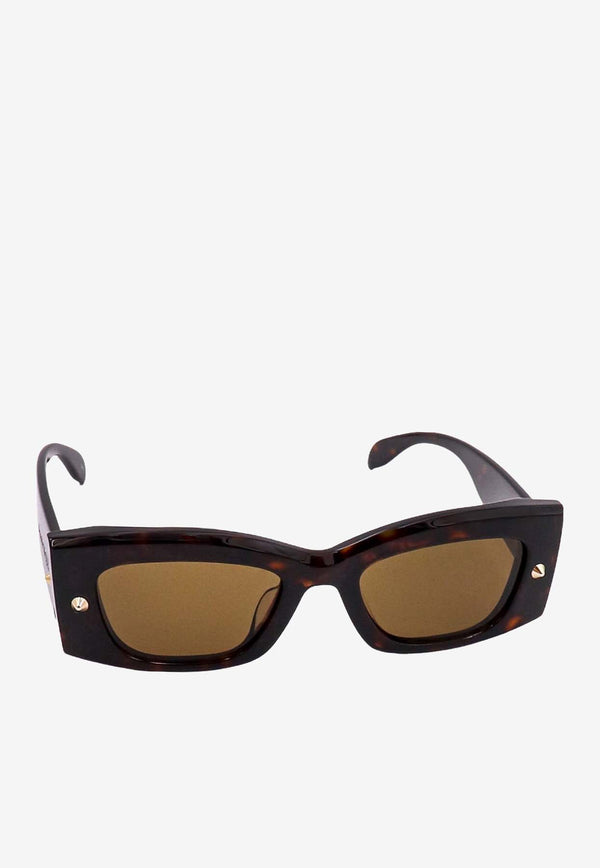Alexander McQueen Spike Studs Rectangular Sunglasses Brown 760621J0749_2305