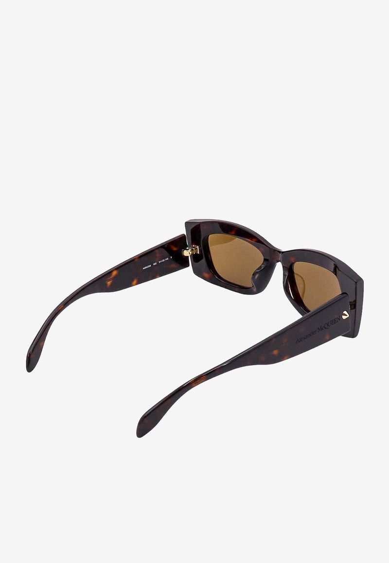 Alexander McQueen Spike Studs Rectangular Sunglasses Brown 760621J0749_2305