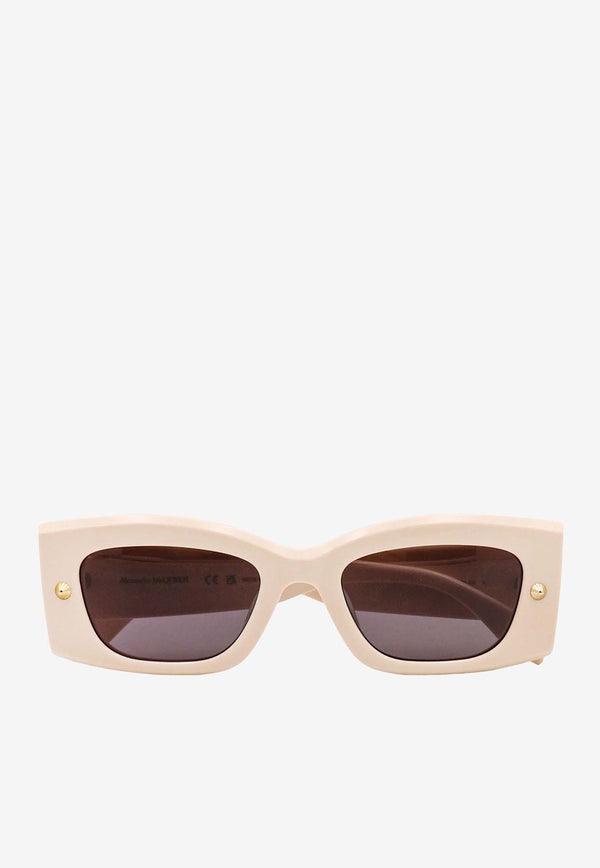 Alexander McQueen Spike Studs Rectangular Sunglasses Gray 760621J0749_9134