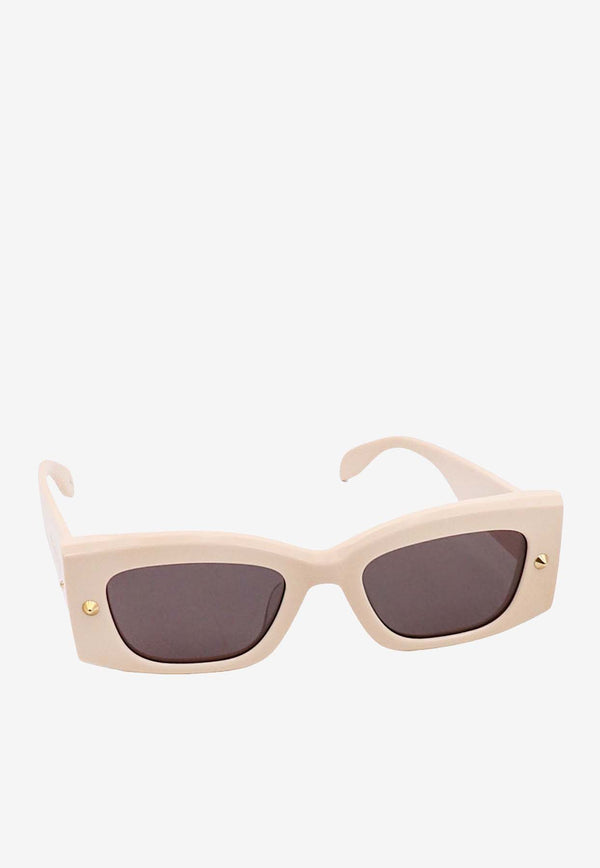 Alexander McQueen Spike Studs Rectangular Sunglasses Gray 760621J0749_9134