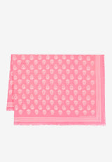 Alexander McQueen Skull Print Wool Scarf Pink 5909343222Q_5672