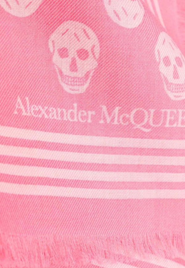 Alexander McQueen Skull Print Wool Scarf Pink 5909343222Q_5672