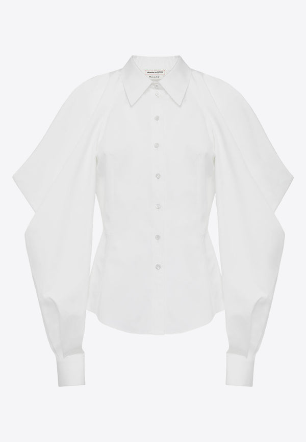 Alexander McQueen Draped Long-Sleeved Shirt White 757635QAABC_9000