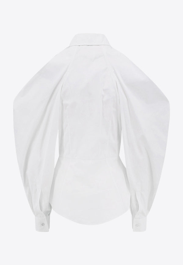 Alexander McQueen Draped Long-Sleeved Shirt White 757635QAABC_9000