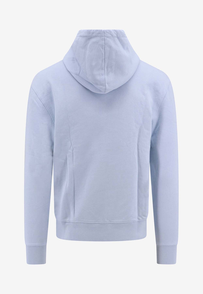 Maison Kitsuné Embroidered Fox Hooded Sweatshirt Light Blue LM00706KM0001_P422