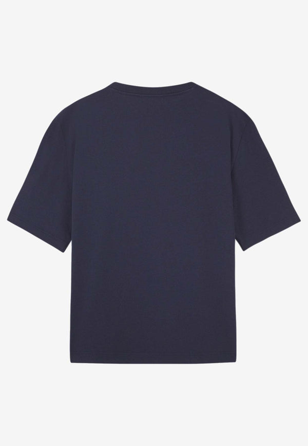 Maison Kitsuné Logo Print Crewneck T-shirt Blue LM00115KJ0119_P480