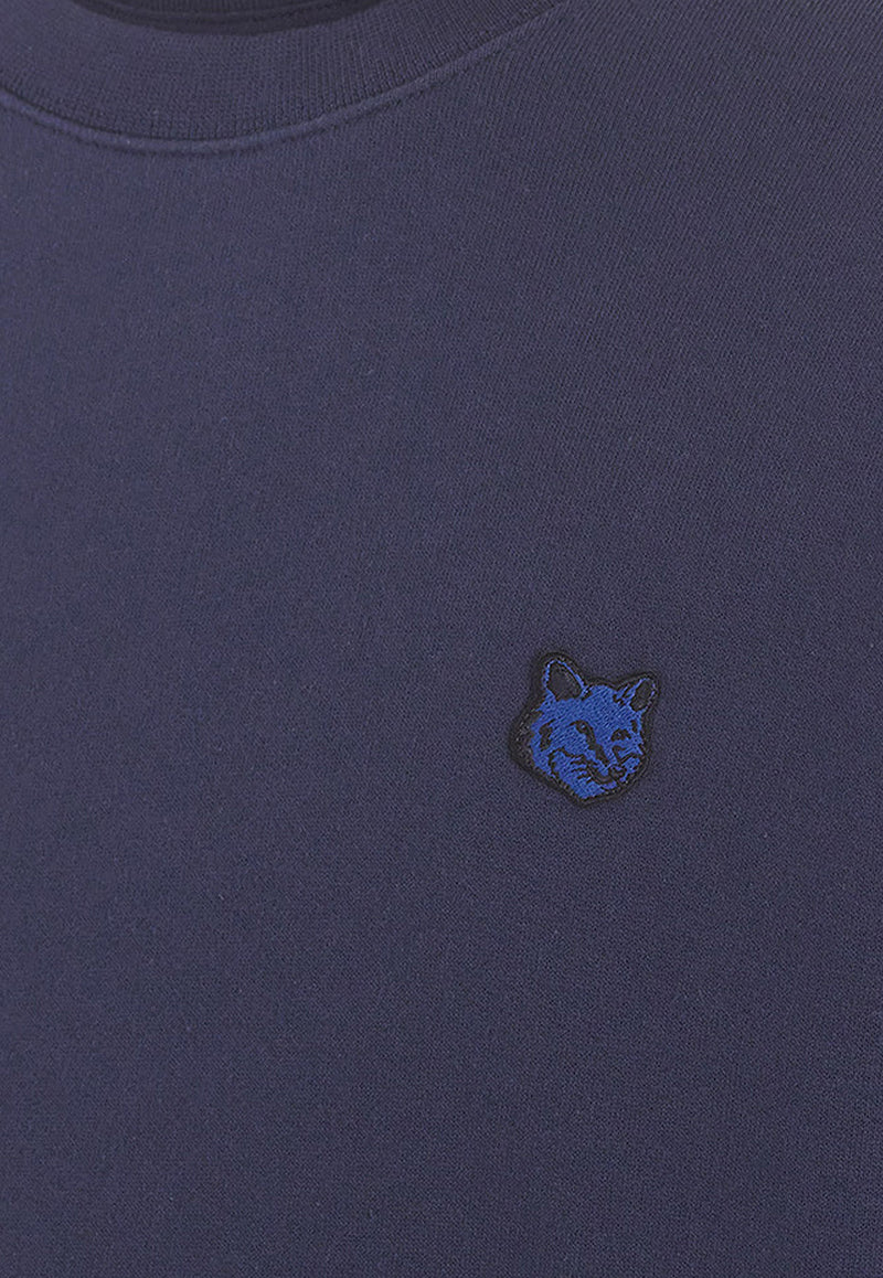 Maison Kitsuné Fox-Patch Crewneck Sweatshirt Blue LM00302KM0307_P476