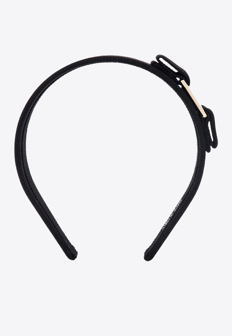 Salvatore Ferragamo Vara Bow Grosgrain Headband Black 344311572738_NERO