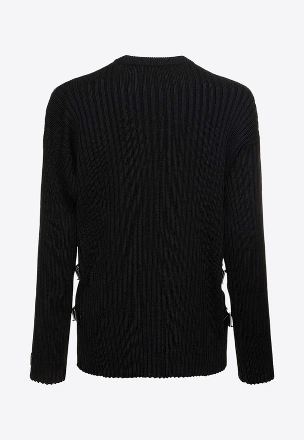 Versace Logo Patch Ribbed Knit Sweater Black 10117901A08069_1B000