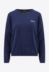 A.P.C. Logo Embroidered Crewneck Sweatshirt Blue COGUQF23215_MARINE