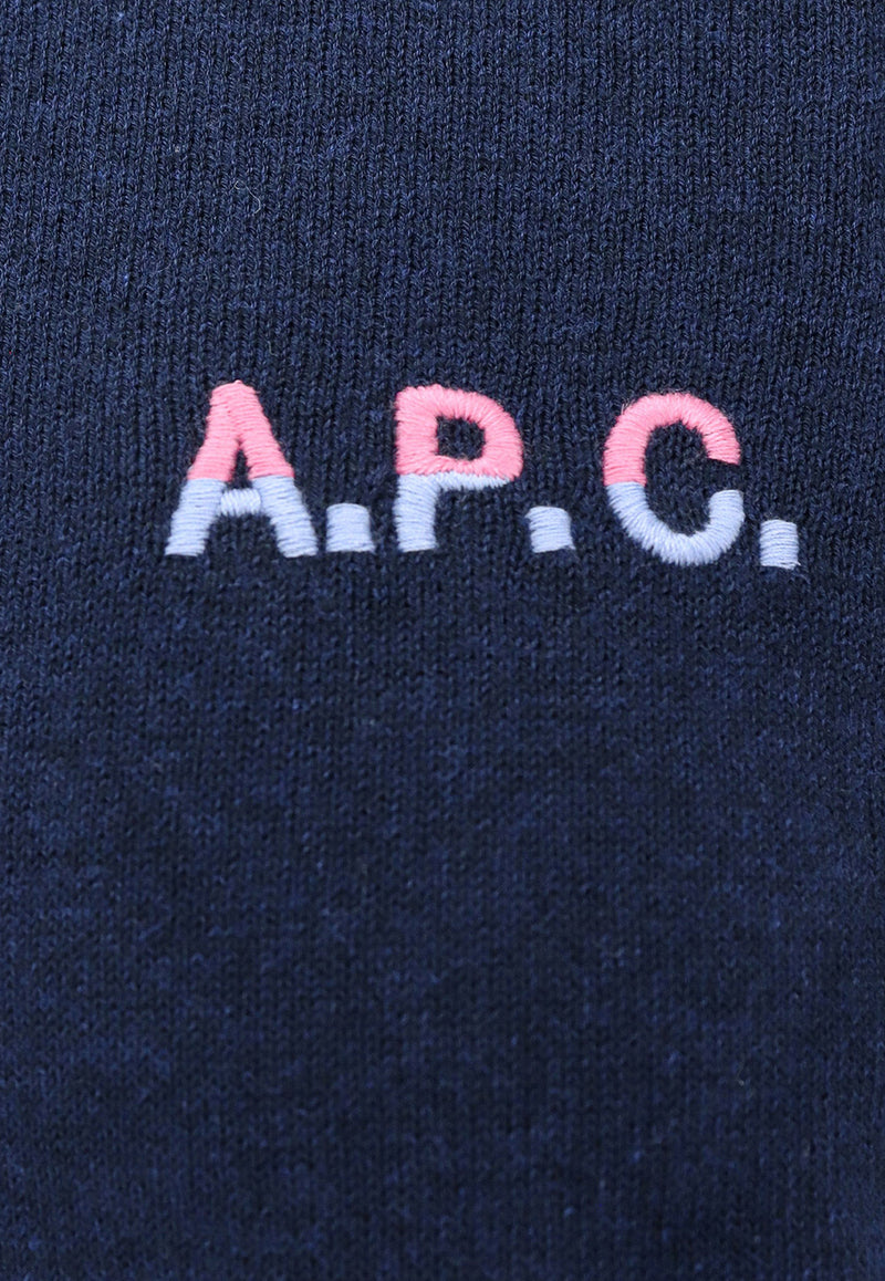 A.P.C. Logo Embroidered Crewneck Sweatshirt Blue COGUQF23215_MARINE