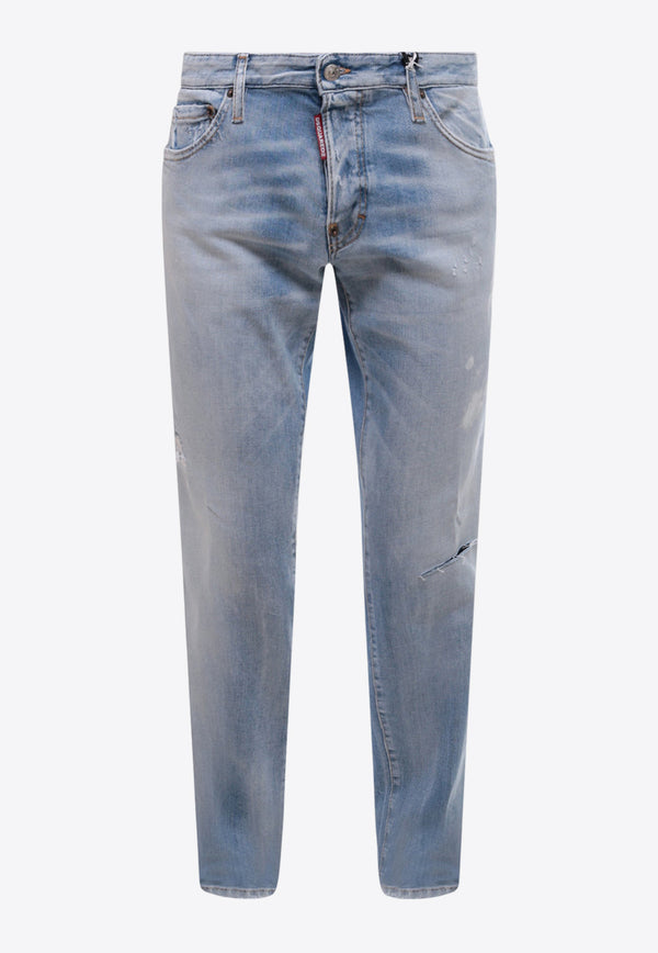 Dsquared2 Logo Patch Washed Slim Jeans Blue S74LB1352S30663_470