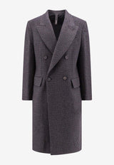 Hevò Martinafranca Houndstooth Wool-Blend Coat Gray MARTINAFRANCAE717_3292