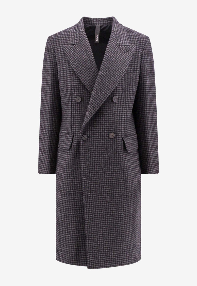 Hevò Martinafranca Houndstooth Wool-Blend Coat Gray MARTINAFRANCAE717_3292