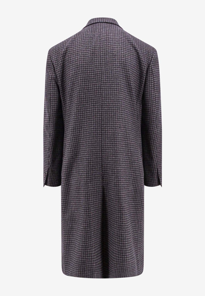 Hevò Martinafranca Houndstooth Wool-Blend Coat Gray MARTINAFRANCAE717_3292