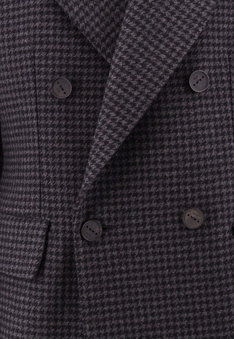 Hevò Martinafranca Houndstooth Wool-Blend Coat Gray MARTINAFRANCAE717_3292