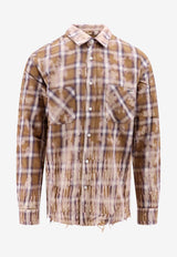 Amiri Bleached Plaid Check Shirt Brown PF23MSL011_210