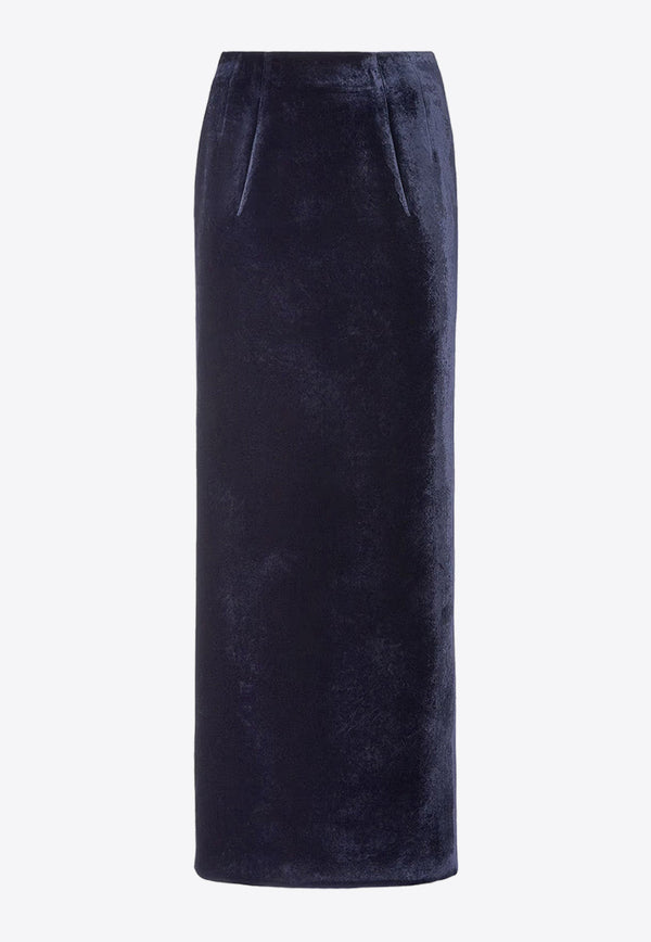Fendi Maxi Velvet Pencil Skirt Blue FQ7517AM3Z_F1M2F