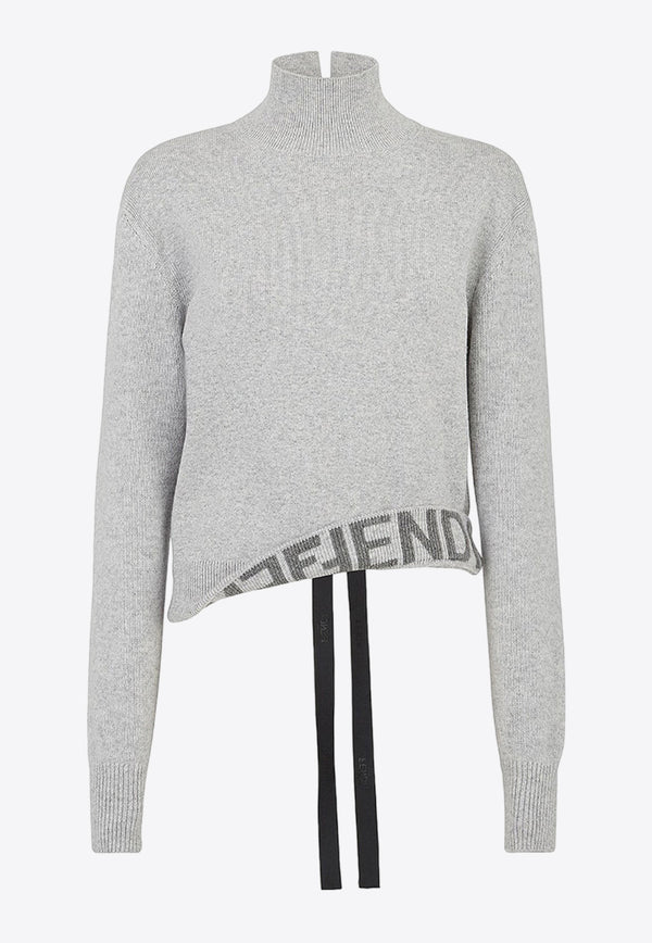 Fendi Asymmetric High-Neck Sweater Gray FZX934ANJJ_F0TAZ