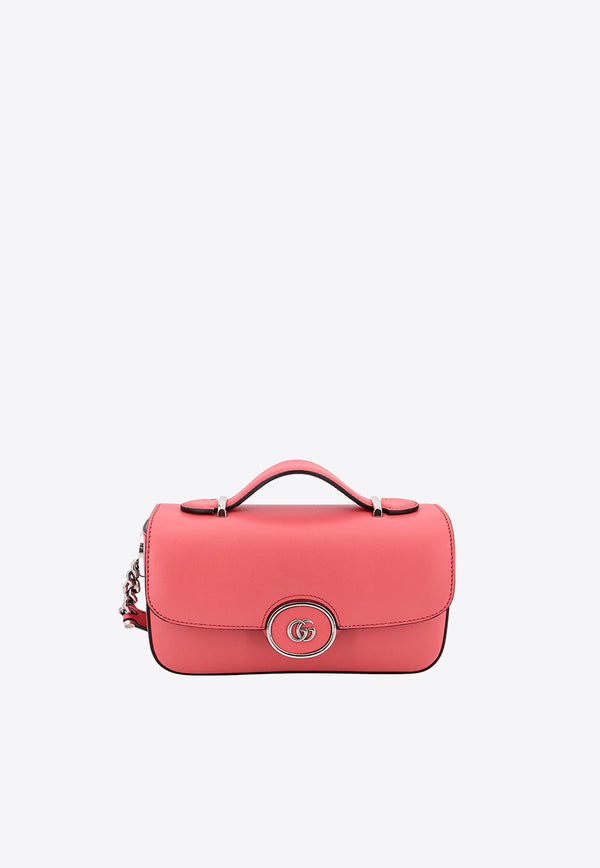 Gucci Petite GG Logo Leather Shoulder Bag Pink 739722AABSG_6701