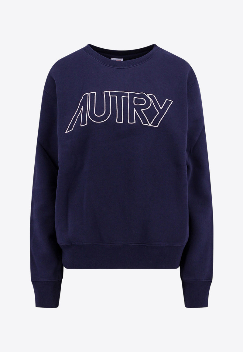 Autry Embroidered Logo Crewneck Sweatshirt Blue SWIW408B_408B