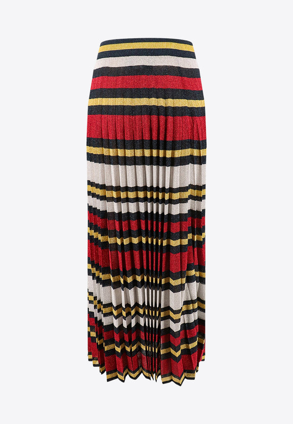 Gucci Striped Pleated Lamé Maxi Skirt Multicolor 742816XKC5C_4548