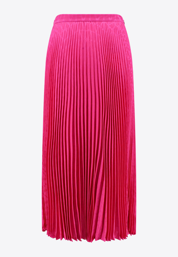 Valentino Toile Iconographe Silk Plisse Midi Skirt Pink 3B3RAA907TK_UWT