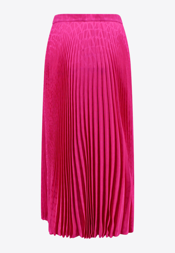 Valentino Toile Iconographe Silk Plisse Midi Skirt Pink 3B3RAA907TK_UWT