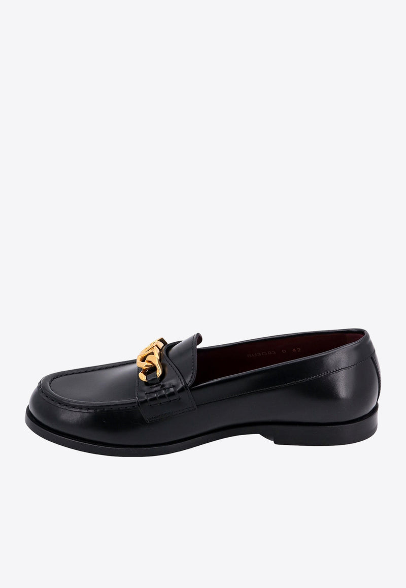 Valentino Chainlord Leather Loafers Black 3Y2S0G03YZX_0NO