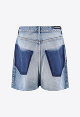 Balenciaga Cut-Up Asymmetric Mini Denim Skirt Blue 750959TDW14_3341