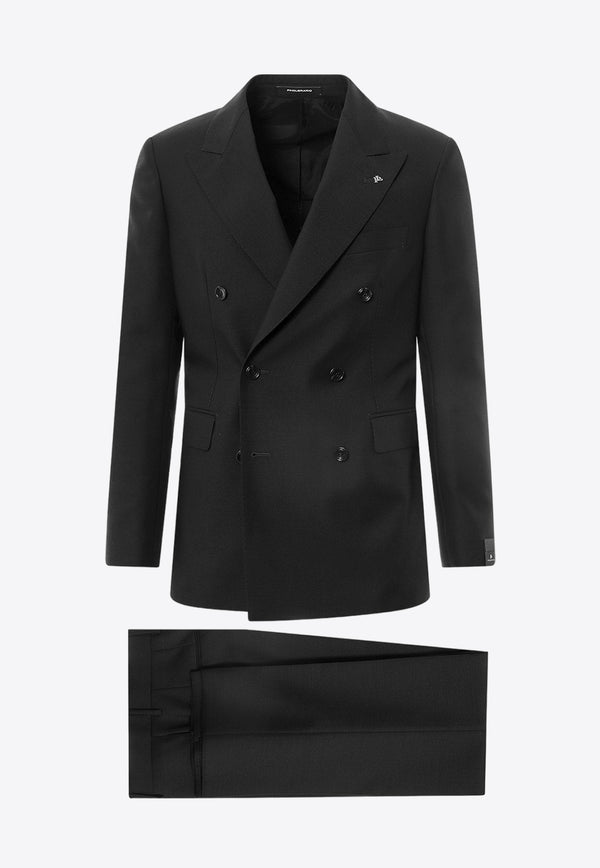 Tagliatore Double-Breasted Wool Suit Black ABLACK10BNT150108_N1126