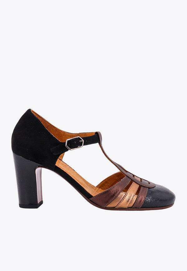 Chie Mihara Wance 85 Mary-Jane Leather Pumps Black WANCE_CAFE