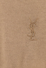 Saint Laurent Cassandre Embroidered High-Neck Sweater Beige 755010Y76GM_2630