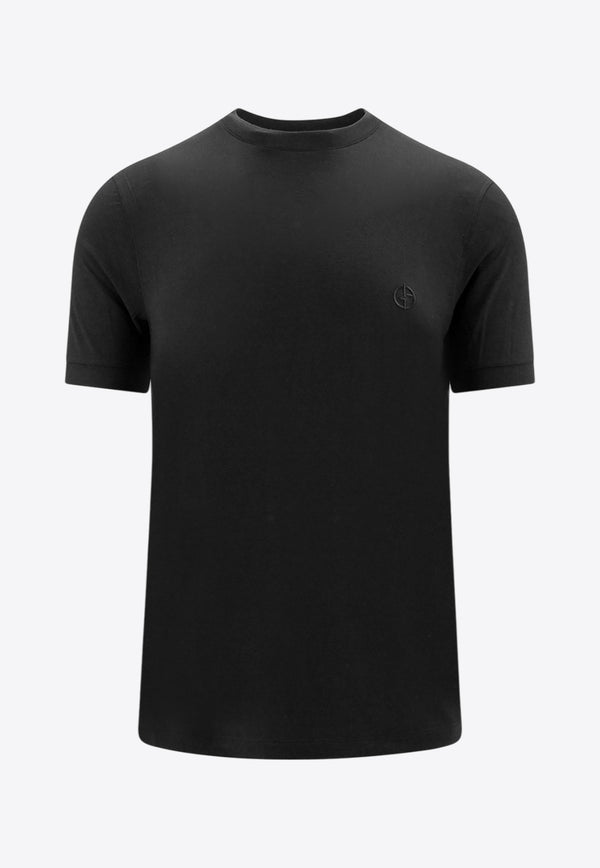 Giorgio Armani Logo Embroidered Basic T-shirt Black 3GST52SJP4Z_UC99