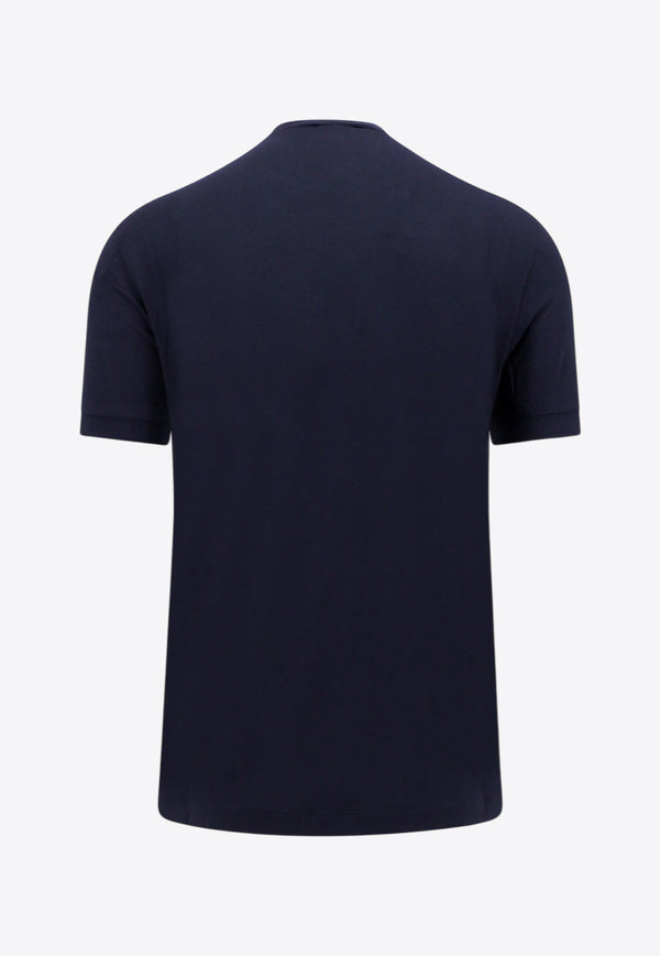 Giorgio Armani Logo Embroidered Basic T-shirt Blue 3GST52SJP4Z_UBSG