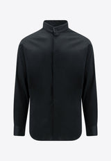 Giorgio Armani Long-Sleeved Shirt with Band Collar Black 3WGCC07YJZ070_UC99
