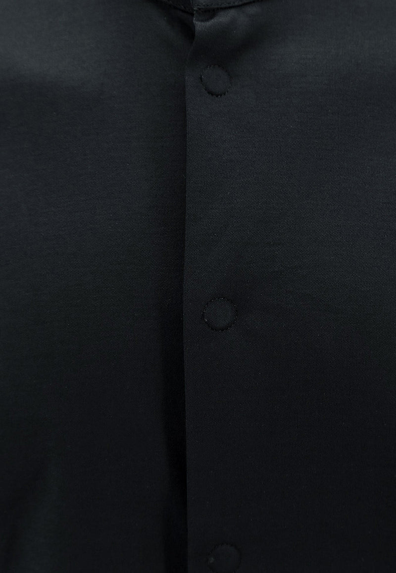 Giorgio Armani Long-Sleeved Shirt with Band Collar Black 3WGCC07YJZ070_UC99
