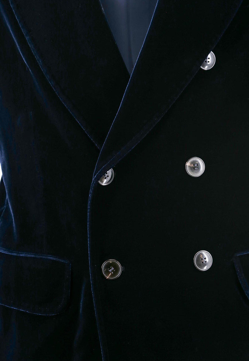 Giorgio Armani Double-Breasted Velvet Blazer Blue 3WGGG13ZT0025_UBUV
