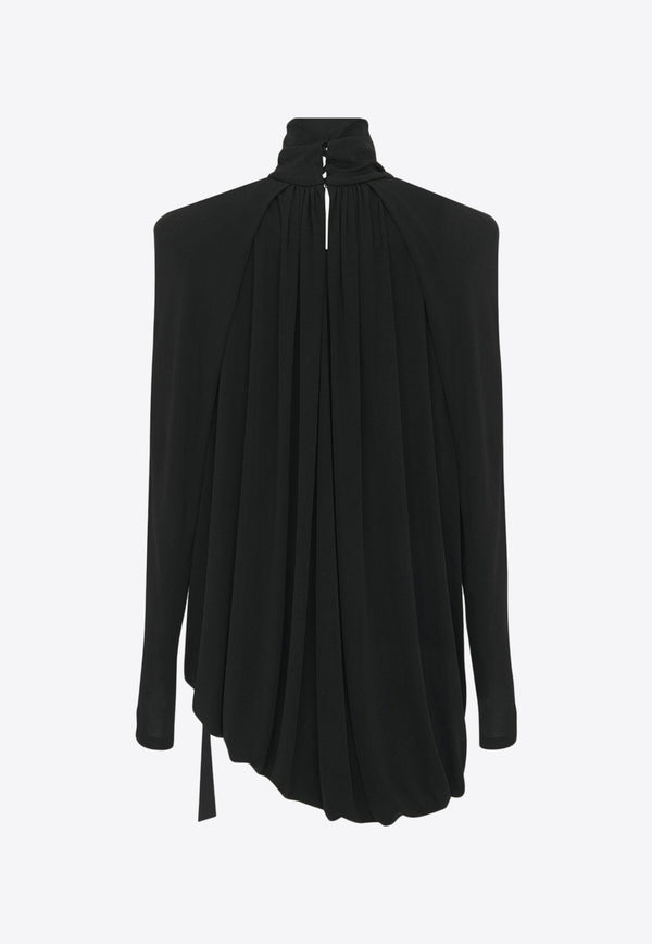 Saint Laurent Draped Satin Mini Dress Black 744258Y6H33_1000