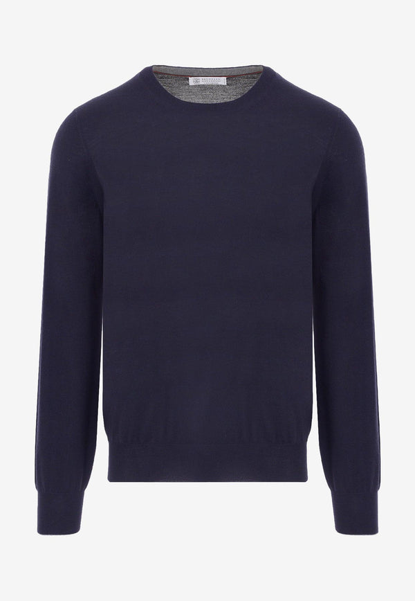 Brunello Cucinelli Cashmere Crewneck Sweater Blue M2300100_CW425