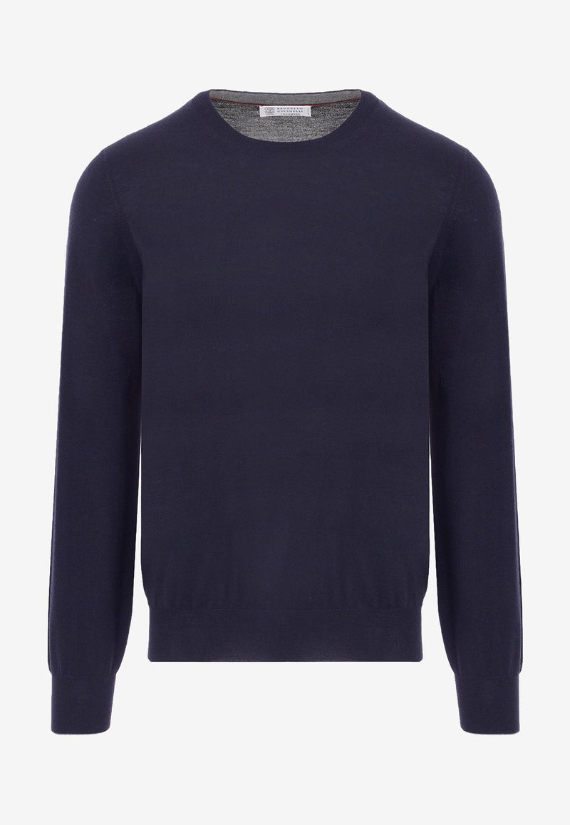 Brunello Cucinelli Cashmere Crewneck Sweater Blue M2300100_CW425