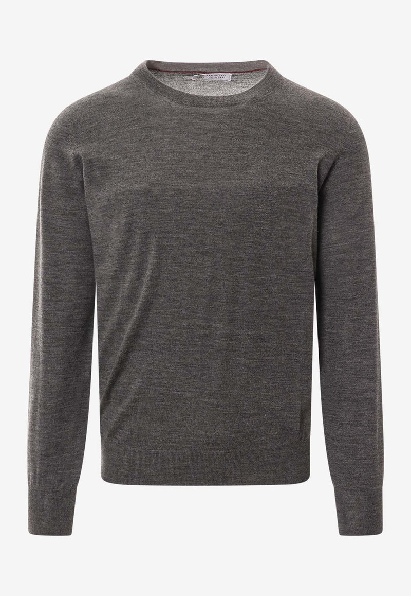 Brunello Cucinelli Wool-Blend Crewneck Sweater Gray M2400100_C079C